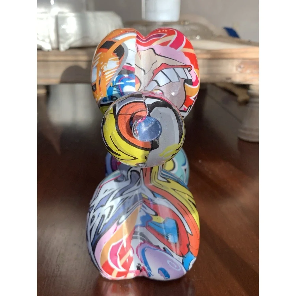 Graffiti Balloon Dog Statue - Modern Pop Art Sculpture, Multicolor Home‎ Deco